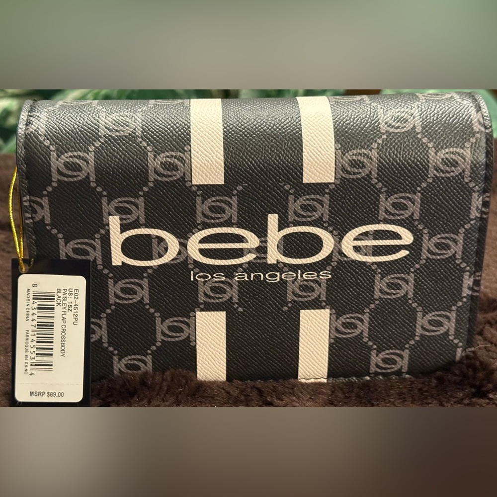 Bebe Paisley Black and White Crossbody Bag NWT